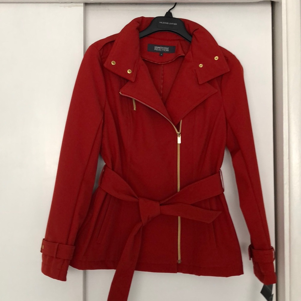 NWT Kenneth Cole Red Jacket with Zip-out Hood